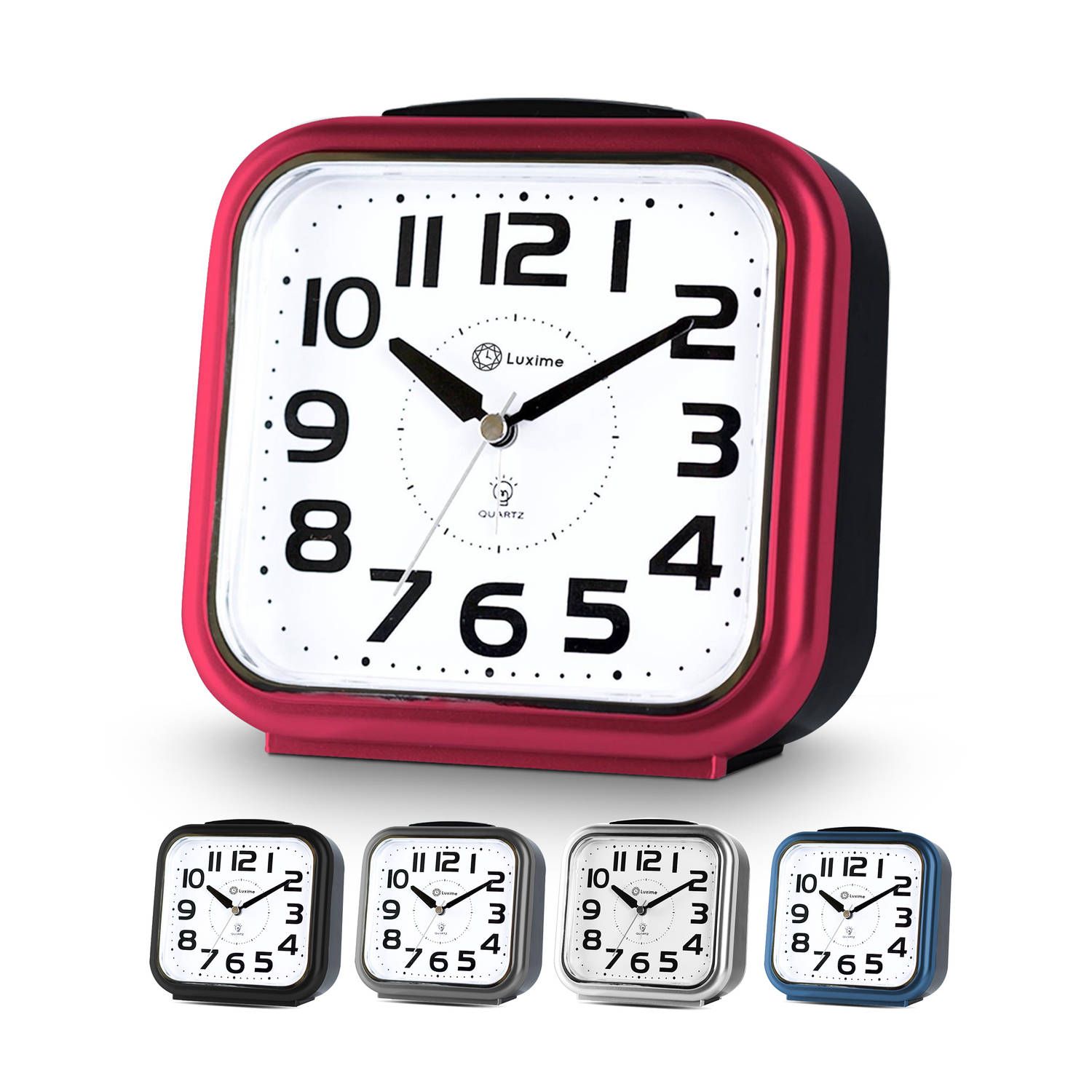 Luxime - Wekker analoog zonder tikgeluid - analoog - senioren - rood
