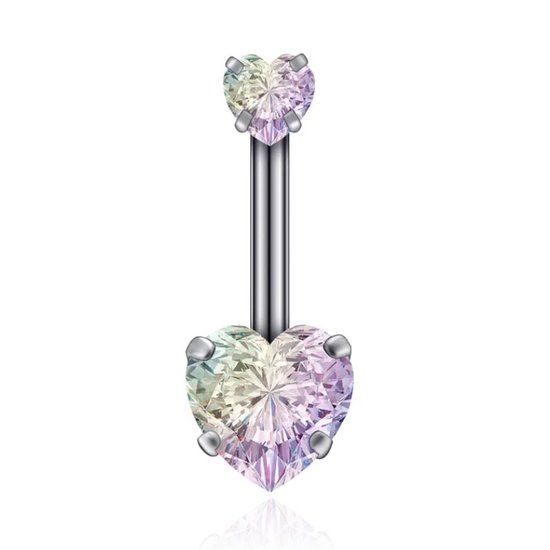 LGT JWLS Lookinggoodtoday Navelpiercing Edelstaal Double Heart Multi