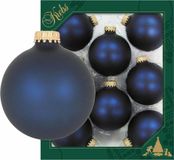 Krebs Kerstballen - 8x st - donkerblauw - glas - 7 cm