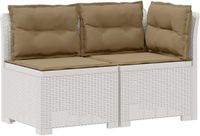 vidaXL Tuinbank 2-zits met kussens, rotanlook, PP, wit