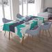 Bonamaison Tafelkleed, Anti-Mold, Sneldrogend, Waterdicht, 100% Polyester Tafellaken, Turkoois, wit, 140 x 200 Cm