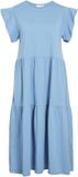 VILA VISUMMER S/S MIDI DRESS - NOOS - Dames - Jurk - Biologisch katoen/Polyester - Kort - Ronde hals - Korte mouw - A-lijn - Casual - Blissful Blue - S
