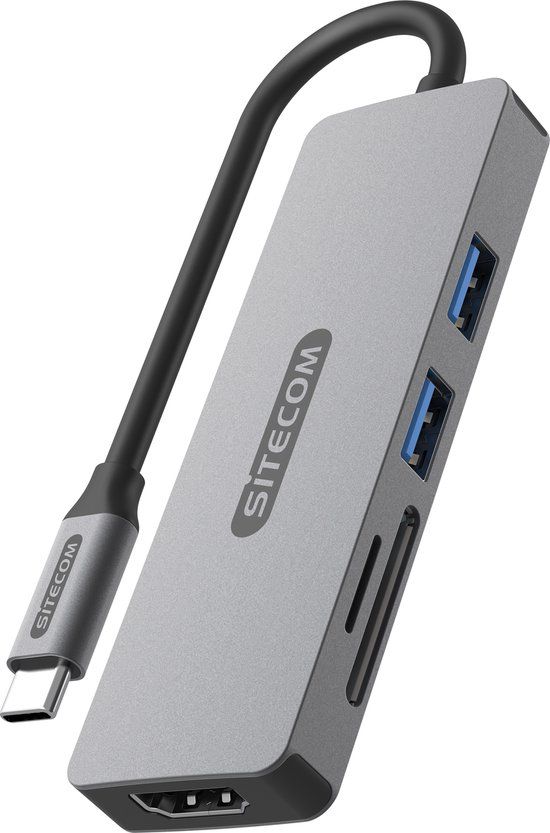 Sitecom 5-in-1 USB-C Multiport Adapter - USB-C naar 2 x USB-A, HDMI, SD en Micro SD