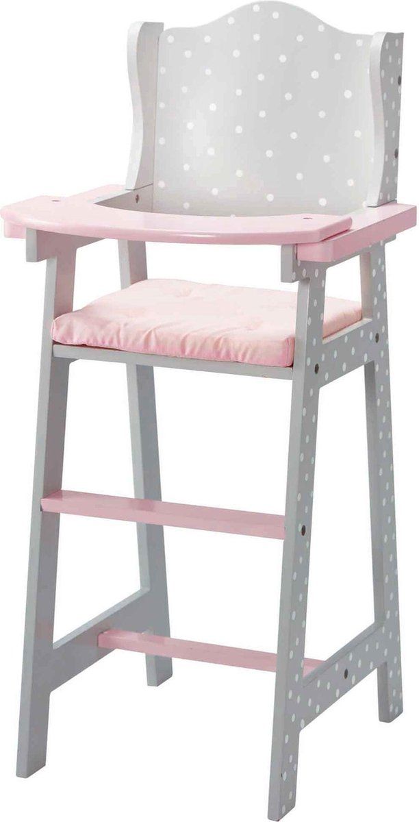 Olivia's Little World Houten poppenkinderstoel - Grijs/Roze