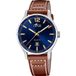 Lotus 18954/2 Polshorloge Heren Blauw Bruin Leer Staal Quartz Analoog