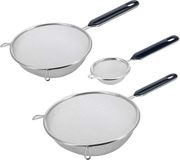 Westmark Zeef Set 3 stuks, Theezeef Diameter 7 cm + huishoudelijke Zeef Diameter 16 cm + 20 cm, traditioneel, Kunststof / Roestvrij Staal, Zilver / Zwart 128122E6