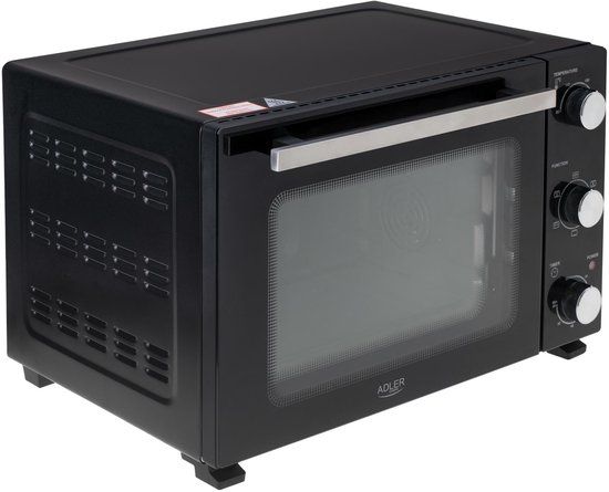 Adler AD 6026 Elektrische Vrijstaande Oven - 48 Liter - 1800W - Met Draaispit - Instelbaar tot 230°C - 60 min Timer - Zwart