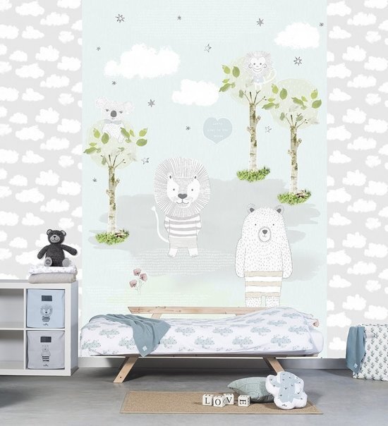 Live in Puck & Rose fotobehang dierenprint blauw