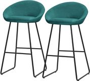 ML-Design Barkruk set van 2 petrol 56x94x50 cm met rugleuning en voetensteun tot 120 kg