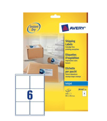 Avery J8166-25 - Adreslabels - wit - papier - inkjet-technologie