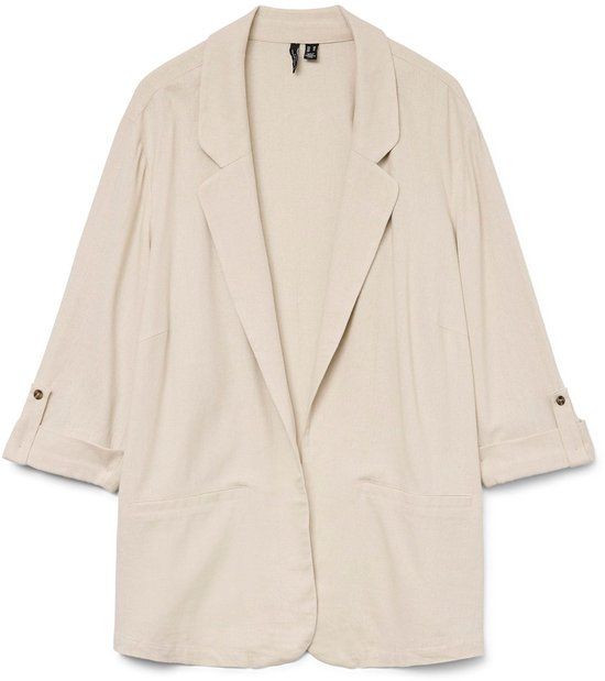 Vero Moda Curve Blazer VMCJESMILO Blazer Driekwart Mouw Vrouwen Regular Fit Effen Viscose Zilvervoering