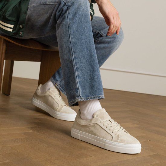 Manfield Beige suède sneakers Heren Maat 40