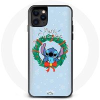 Maniacase Hoesje voor iPhone 12 Pro Max Stitch sneeuw vrolijk kerstfeest blauw
