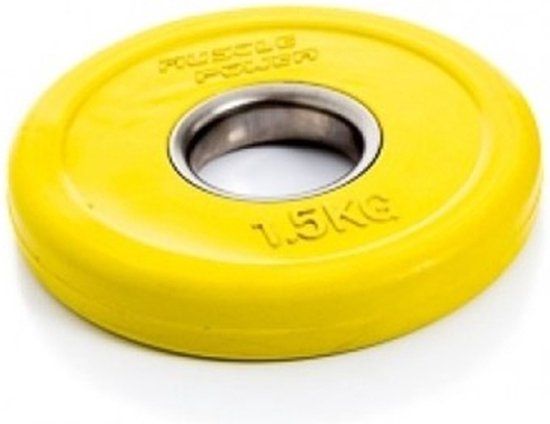 Muscle Power Fractional Olympic Bumper Plate - 1.5 kg - 50 mm - Yellow