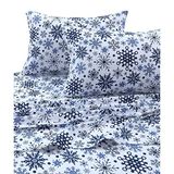Tribeca Living SNFL170SHEETQU Gedrukt Flanel Diepe Zak Blad Set, Koningin, Sneeuwvlokken Multi