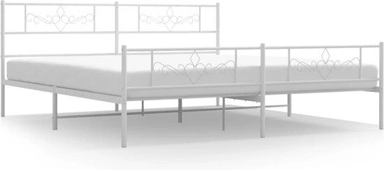 vidaXL Bedframe - met hoofd- en voeteneinde - metaal - wit - 200x200 cm