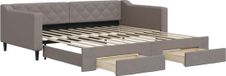 vidaXL Canapé-lit avec lit gigogne et tiroirs 100x200 cm tissu taupe