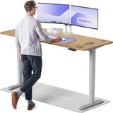 Desktronic HomePro Zit-sta Bureau Elektrisch In Hoogte Verstelbaar, 200x80 cm Massief Eiken/Grijs
