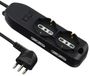 Electraline 61995 Stekkerdoos met 6 stopcontacten, 2 multifunctionele stopcontacten, 4 tweewaardige stopcontacten 10/16 A, kabel 2 m, kleine stekker 10 A, zwart