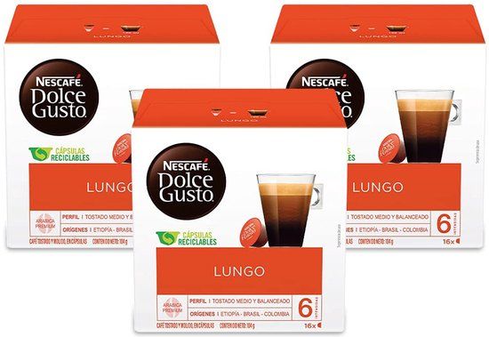 Nescafé Dolce Gusto Lungo Kaffeekapseln (3 x 16 Kapseln)