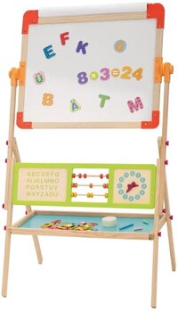 Lupilu Dubbelzijdig houten schoolbord - Inclusief: papierrol, krijtjes en magneten