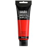 Liquitex Basics 8870072 Monopigmenteerde acrylverf, kunstenaarspigmenten, lichtecht, gemiddelde viscositeit, achivkwaliteit, zijdeglanzende afwerking, 118ml - Fluorescent Red