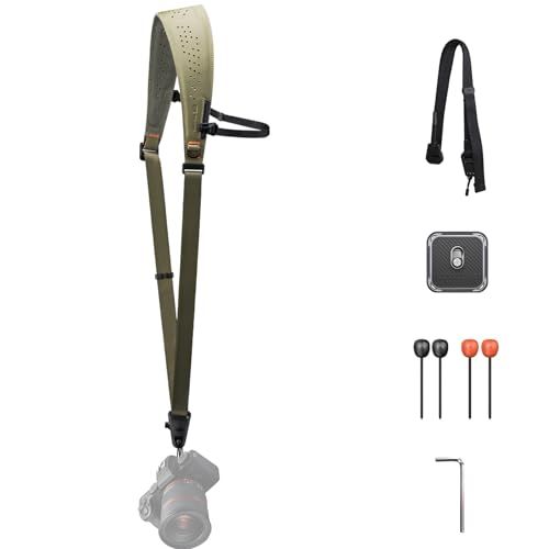 PGYTECH Camera Strap Pro, versterkte schouderriem, snelontgrendeling, met afneembare onderarm, professioneel harnas, ergonomisch leren kussen voor DSLR/hybride camera's, groen