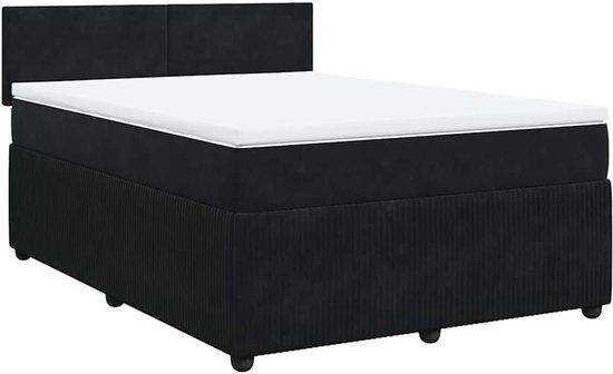VidaXL Boxspring met Matras Fluweel Zwart 140x200 cm