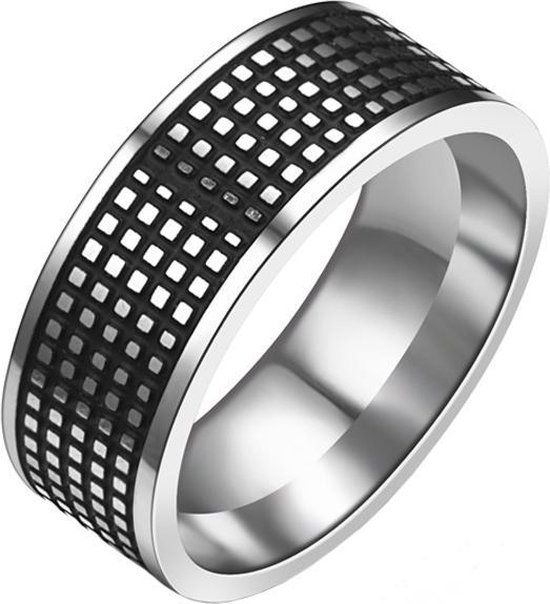 LGT JWLS Stalen mannen ring Grid 8mm-20mm
