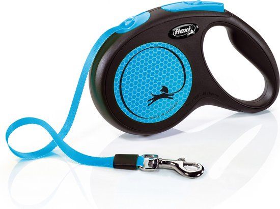 Flexi New Neon Rollijn - M - 5 m - Blauw - Middelgrote Honden