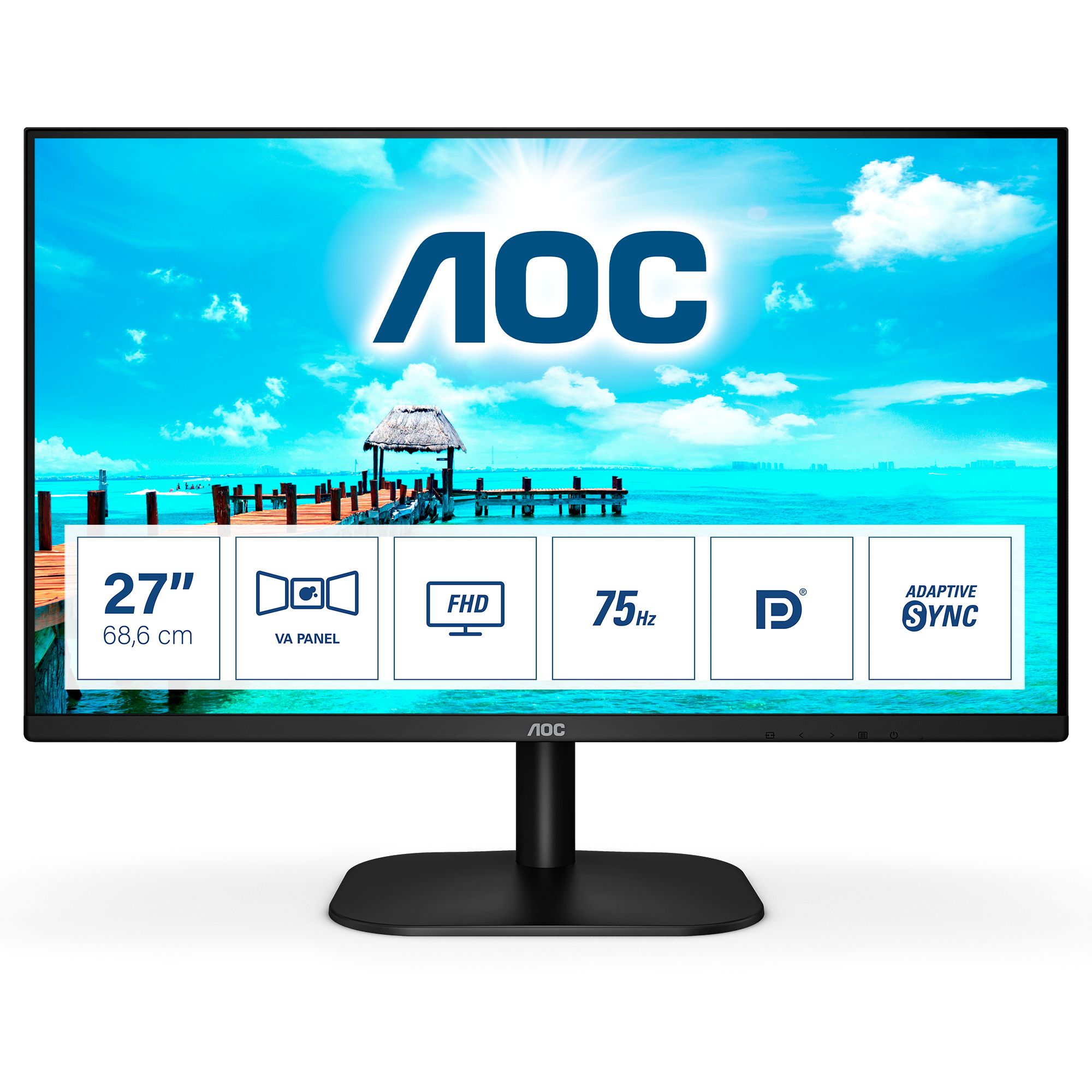 AOC 27B2QAM - 27" Full HD Monitor - 75Hz, VA, HDMI, DisplayPort