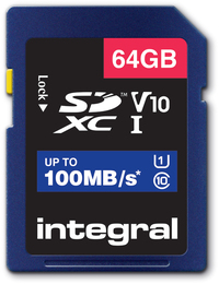 Integral 64GB HIGH SPEED SDHC/XC V10 100MB CLASS 10 UHS-I U1