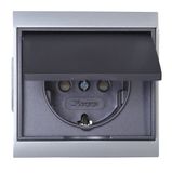 Kopp Malta 2-voudige beschermcontactdoos compleet apparaat met verhoogde contactbeveiliging(deksel), zilver-antraciet, 911550081