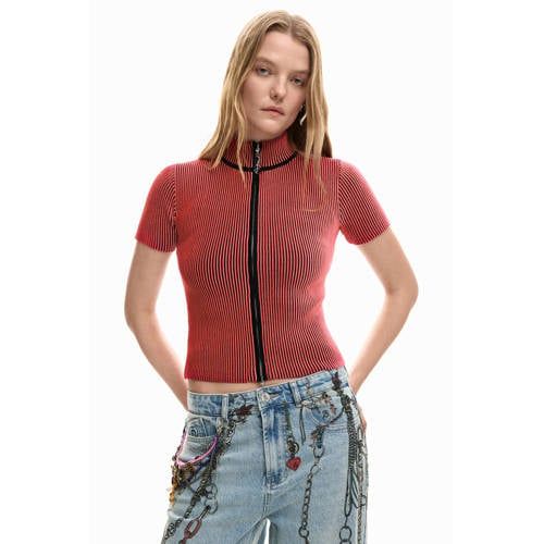 Desigual top met krijtstreep rood