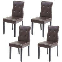 Mendler Set van 4 eetkamerstoelen HWC-E58, stoel eetkamerstoelen, MVG-gecertificeerd ~ kunstleer bruin, donkere poten