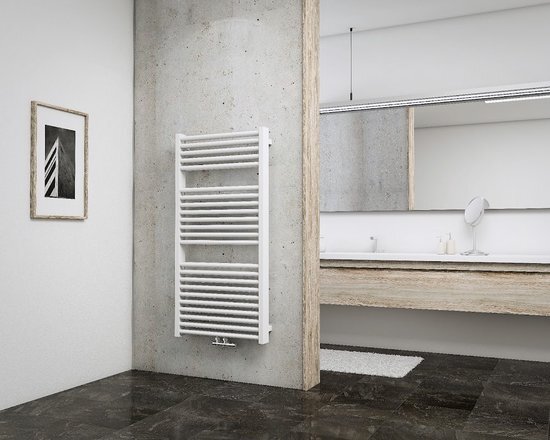 SCHULTE EP1912060 04 designradiator 60 x 123 cm, München Powerpack, 986 Watt, alpine-wit, midden onderaansluiting, radiator met extra hoge wattage door dubbele buizen techniek