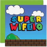 Verjaardagskaarten Super Wifeio Verjaardagskaarten voor vrouw - Grappige gelukkige verjaardagskaart voor vrouw van echtgenoot, vrouw verjaardagscadeaus, 145 mm x 145 mm grap wenskaarten voor vrouwen haar