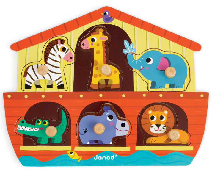 Janod Noah's Ark Puzzle - Wooden Puzzle for Kids - 1.5+ Years