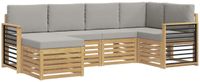 vidaXL Buiten bank set 6 st Wit en Lichtgrijs Polyester