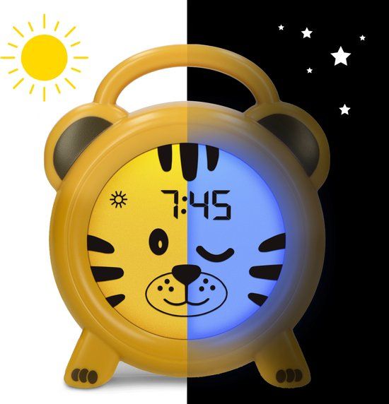 Alecto BC100TIGER - Slaaptrainer voor kinderen - Kinderwekker met Nachtlamp en Wekker - Tijger