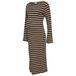 MAMALICIOUS Gebreide Gestreepte Zwangerschaps Bodycon Midi Jurk - Camel/Donkerblauw