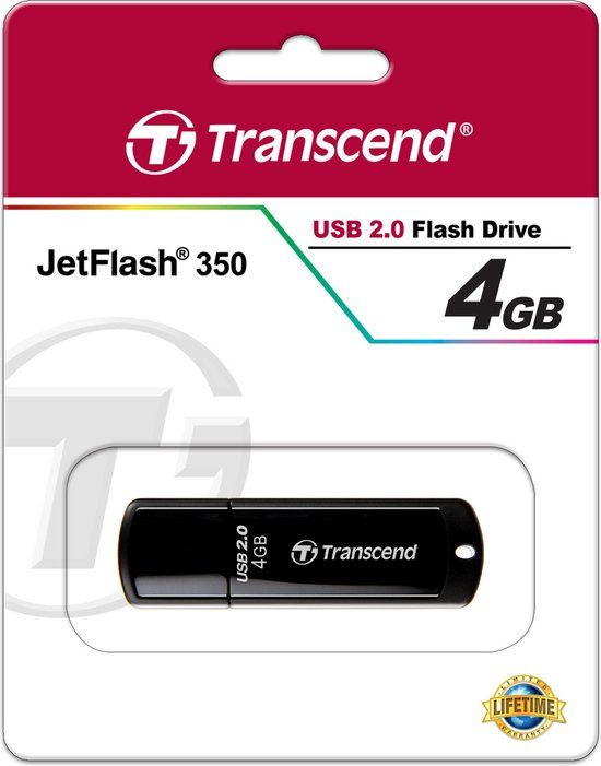 Transcend JetFlash elite 350 - USB-stick - 4 GB - Zwart