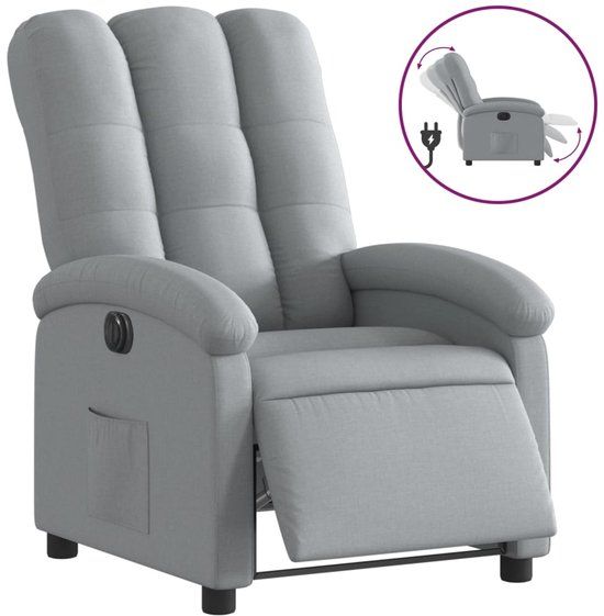 vidaXL Fauteuil elektrisch verstelbaar stof lichtgrijs