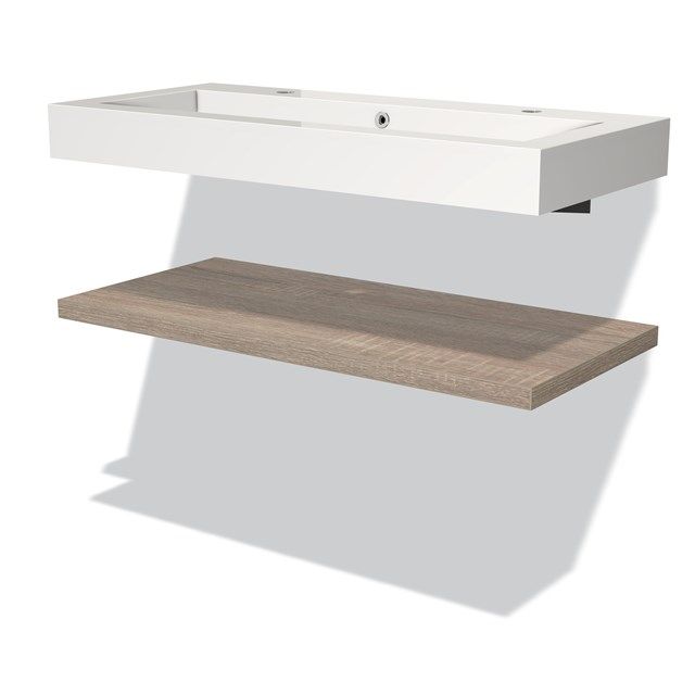 Maxaro Badkamermeubel 100 cm Modulo Eiken 1 Wastafelblad Mineraalmarmer