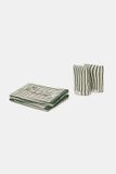 Woody Twee Serviettes + Deux Lavettes - Rayé Vert - Ours - 50x100cm