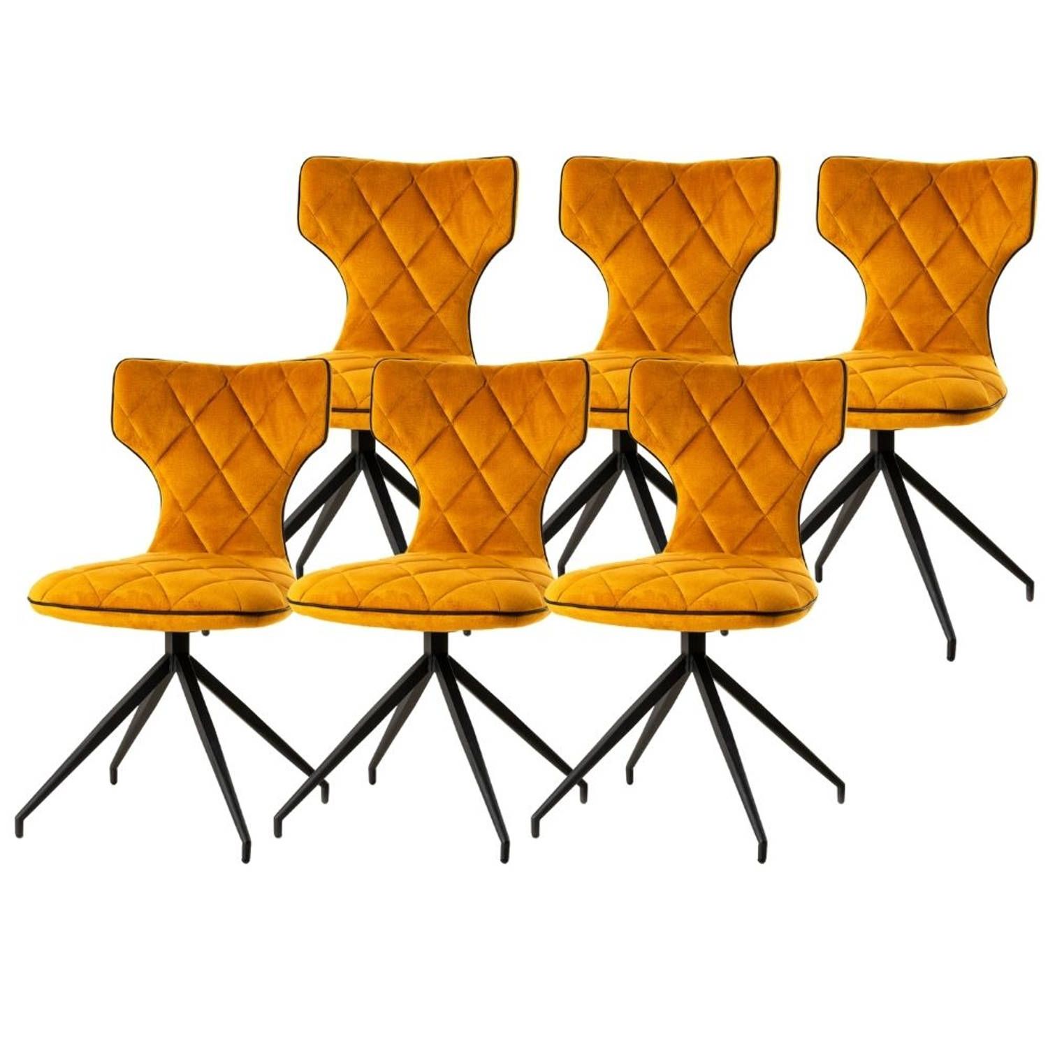 WAYS. eetkamerstoelen - geel - 6 stuks