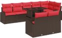 vidaXL Tuinbank - Set - 9 - st - 8-Aantal - zitplaatsen - Bruin - en - Rood