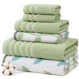 Pacific Coast Textiles 6 stuks garen geverfde handdoek biologische wijnstokken salie groen, 6-delig