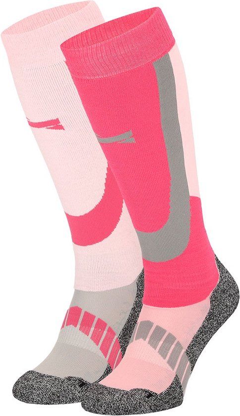 Xtreme Skisokken - 2 paar unisex skikousen kniehoogte - Multi Pink - Maat 39/42