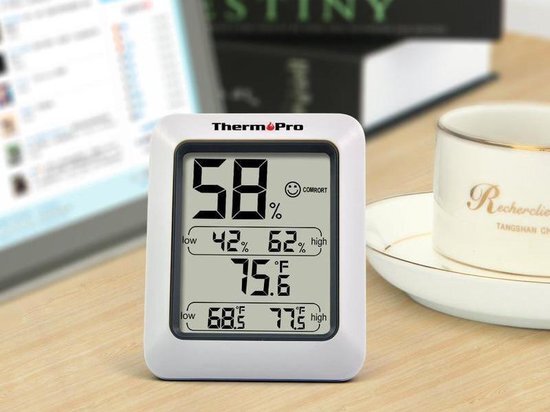 Thermo Pro Digitale Thermometer voor binnen met Vochtigheidsmeter - TP50 Hygrometer Digitaal - Wit